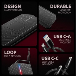 Axagon EEM2-GAM USB-C 10Gbps - M.2 NVMe & SATA külső SSD ház