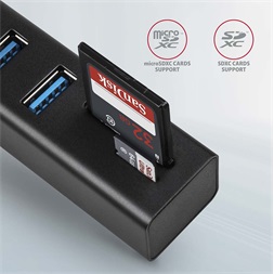 Axagon HMA-CR3A 3 portos USB3.2. Gen 2 fekete HUB kártyaolvasóval