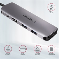 Axagon HMC-5 SuperSpeed USB-C COMBO 5in1 HUB