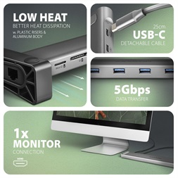 Axagon HMC-10HLS USB-C 5Gbps LONGER 9in1 hub