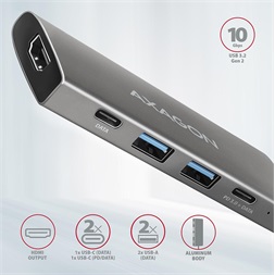 Axagon HMC-5G2 5 portos USB3.2. Gen 2 ezüstfekete HUB