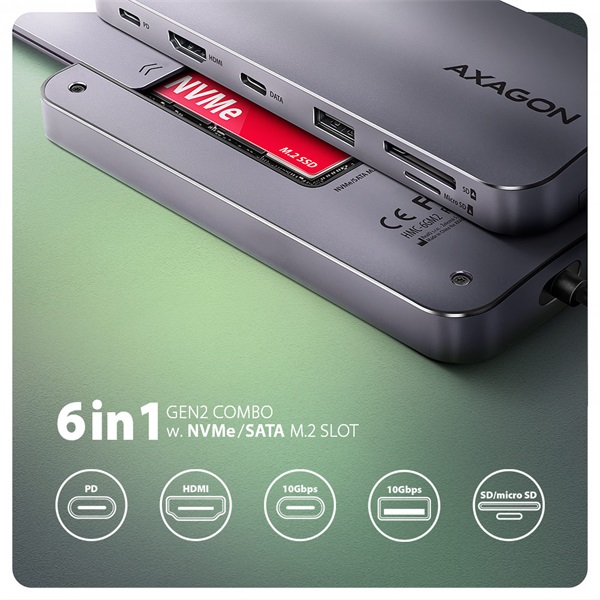 Axagon HMC-6GM2 6in1 USB HUB