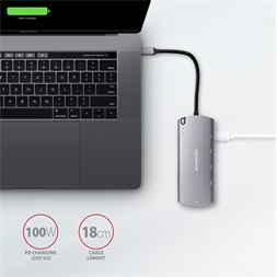 Axagon HMC-6M2 SUPERSPEED USB-C COMBO ezüstfekete  6IN1 HUB