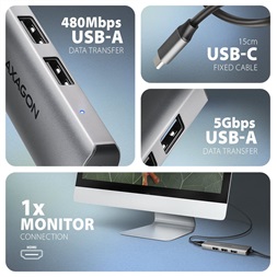 Axagon HMC-H3A USB-C 5Gbps STARTER 4in1 hub