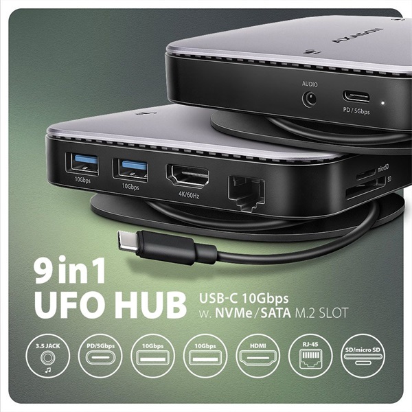 Axagon HMC-UFO USB-C 10Gbps UFO 9in1 hub