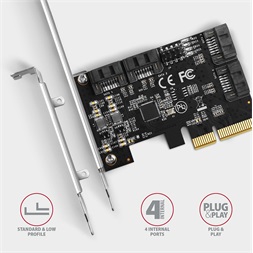 Axagon PCES-SA4X4 4db belső SATAIII portos PCI-Express kártya