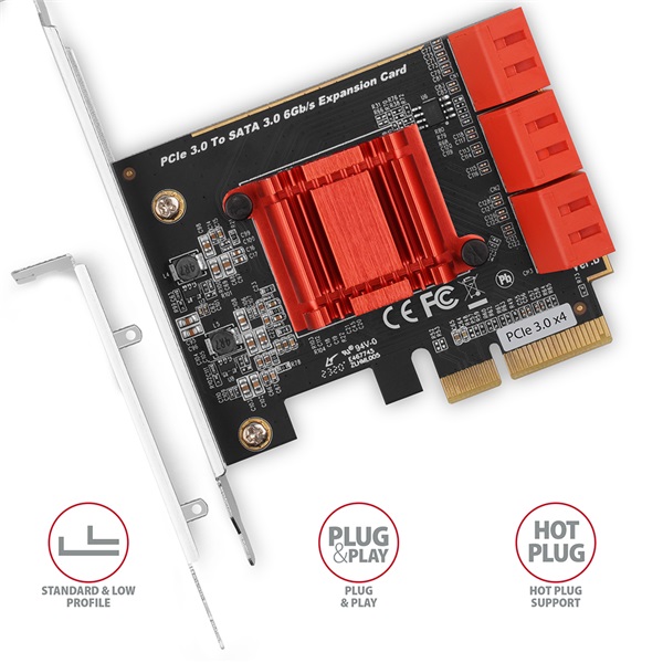 Axagon PCES-SA6 6 db belső SATAIII portos 2 sávos PCI-Express kártya