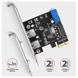 Axagon PCEU-232RS 2x külső + 2x belső USB 5Gbps PCI-Express kártya