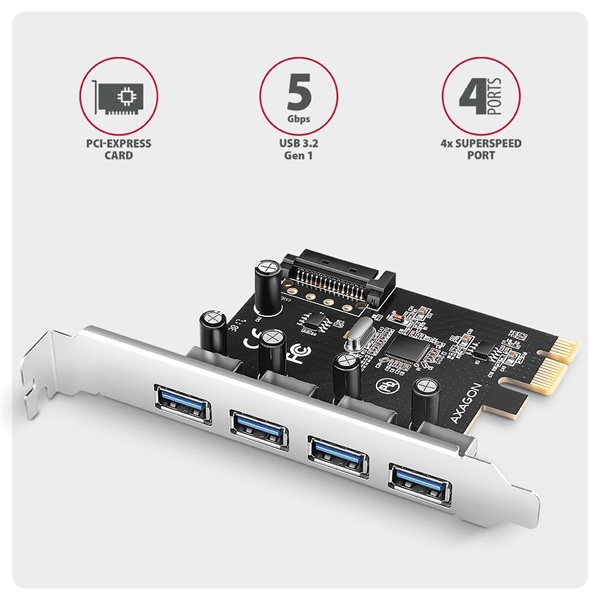 Axagon PCEU-430RS 4x USB-A 5Gbps port PCI-Express kártya