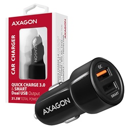 Axagon PWC-QC5 QC3.0 + 2.4A fekete autós töltő