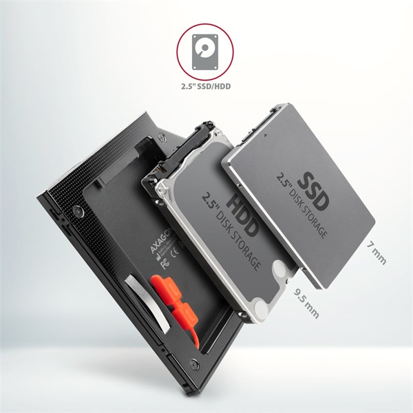 Axagon RSS-CD09 2,5" SATA SSD/HDD caddy optikai meghajtó beépítő keret