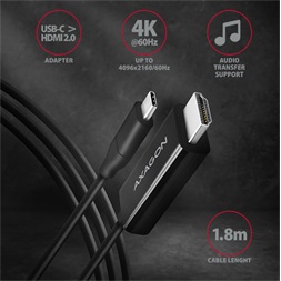 Axagon RVC-HI2C USB-C - HDMI 2.0 kábel