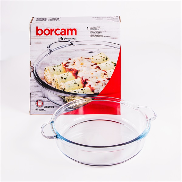 BORCAM kerek hőálló üvegedény fogóval 1.850ml, 390*256*54mm