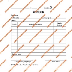 B.VALL.9/V 140x140mm 50x2lapos "Vételi jegy" nyomtatvány