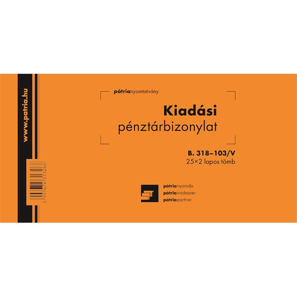 B.318-103/V 25x2lapos "Kiadási pénztárbizonylat" nyomtatvány