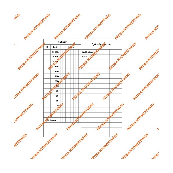 B.KISKER.104 A5 25x2lapos álló "Pénztárjelentés" nyomtatvány