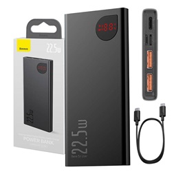 Baseus Bipow PPBD050501 20.000mAh, 20W, fekete (Micro-USB kábel, 25cm) kijelzős Power Bank