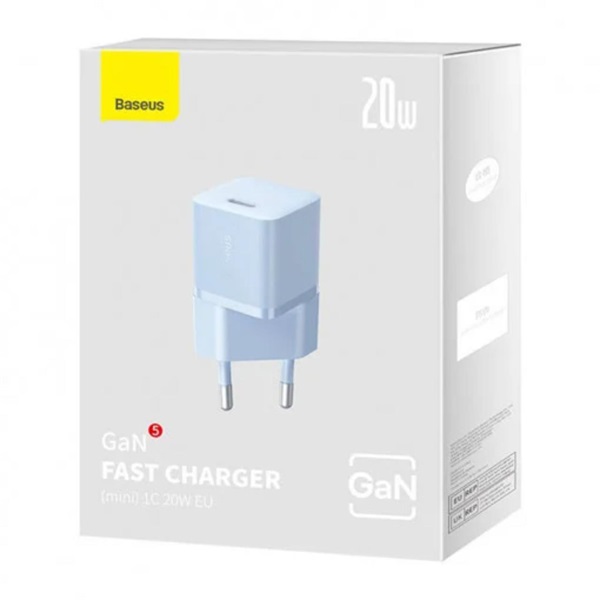 Baseus CCGN050103 Mini GaN5 20W kék hálózati töltő adapter