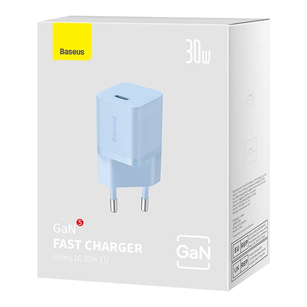 Baseus CCGN070603 Mini GaN5 30W kék hálózati töltő adapter