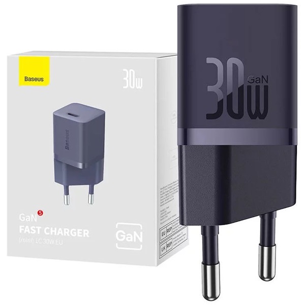 Baseus CCGN070705 Mini GaN5 30W lila hálózati töltő adapter