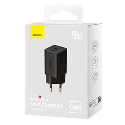 Baseus CCGP180101 GaN5 40W fekete hálózati töltő adapter