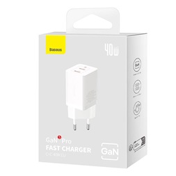 Baseus CCGP180102 GaN5 40W fehér hálózati töltő adapter