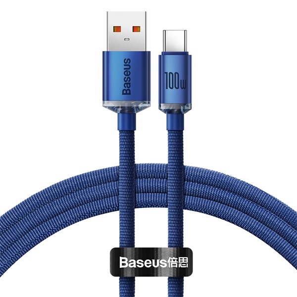 Baseus Crystal Shine Series CAJY000403, 100W, 1.2m, kék USB-C kábel