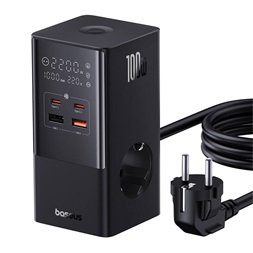 Baseus E00023609113-00 PowerCombo 100W fekete hálózati töltő és elosztó