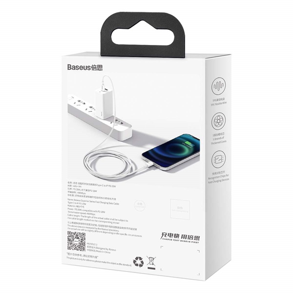 Baseus Superior Series PD 20W 1,5m USB-C - Lightning fehér kábel