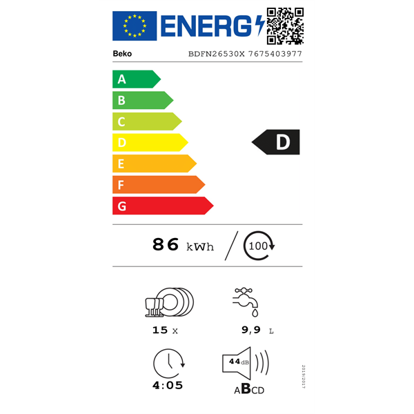 Beko BDFN26530X 15 terítékes inox mosogatógép