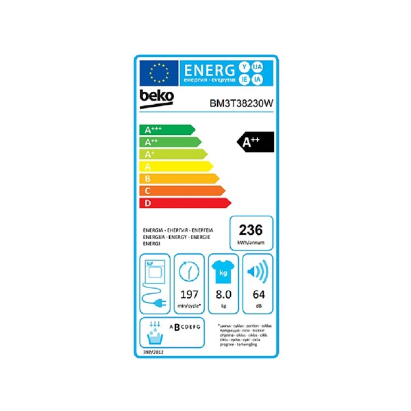 Beko BM3T38230W 8 kg hőszivattyús szárítógép