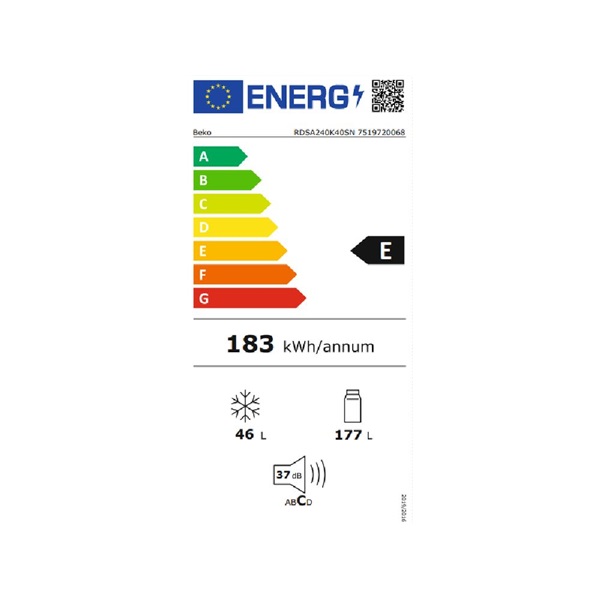 Beko RDSA240K40SN felülfagyasztós hűtőszekrény