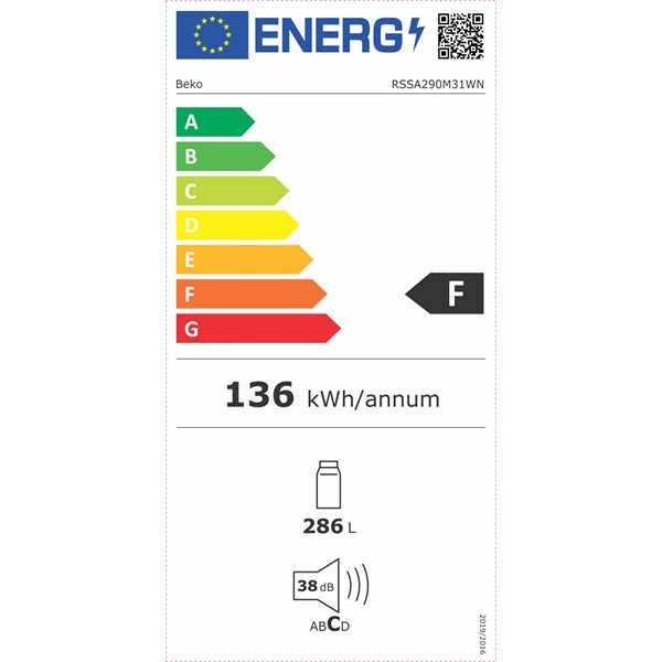 Beko RSSA 290M31WN egyajtós hűtőszekrény