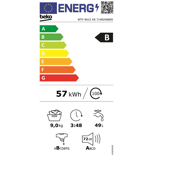 Beko WTV 9612 XS 9 kg elöltöltős mosógép