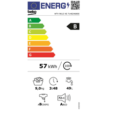 Beko WTV 9612 XS 9 kg elöltöltős mosógép