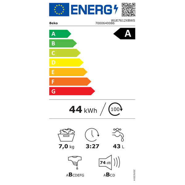 Beko WUE7612XBWS keskeny 7 kg elöltöltős mosógép