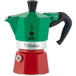 Bialetti La Mokina Italia fél adagos trikolor kotyogós kávéfőző