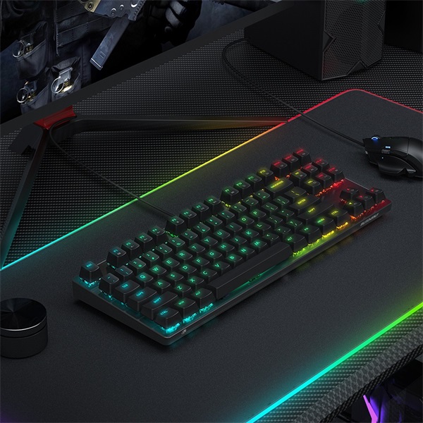 BlitzWolf BW-KB2 Black-Red RGB fekete mechanikus (red switch) gamer billentyűzet, angol