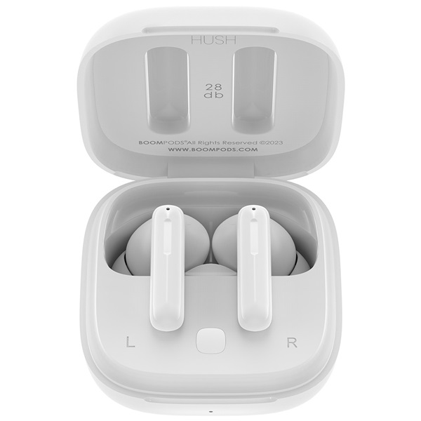 Boompods Bassline Hush aktív zajszűrős True Wireless Bluetooth fehér fülhallgató