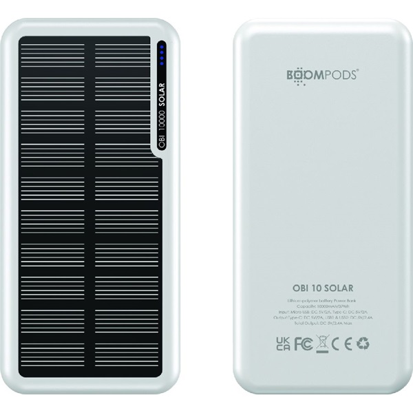 Boompods Obi Solar fehér 10 000 mAh powerbank