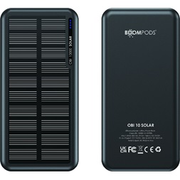 Boompods Obi Solar fekete 10 000 mAh powerbank