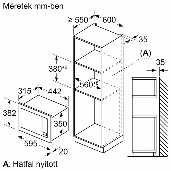 Bosch BFL623MB3 fekete beépíthető mikrohullámú sütő