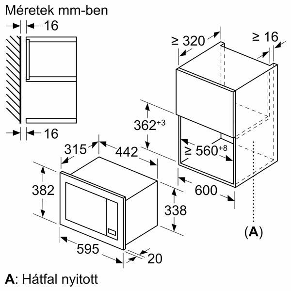 Bosch BFL623MB3 fekete beépíthető mikrohullámú sütő