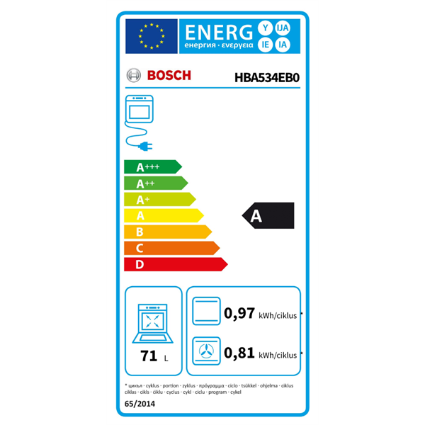 Bosch HBA534EB0 fekete beépíthető sütő