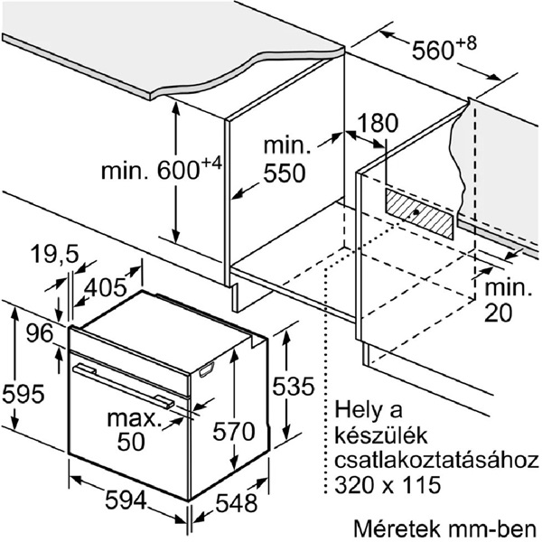 Bosch HQG572EB3 fekete beépíthető sütő