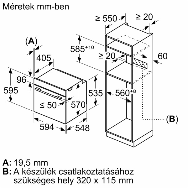 Bosch HRA574BS0 inox beépíthető sütő