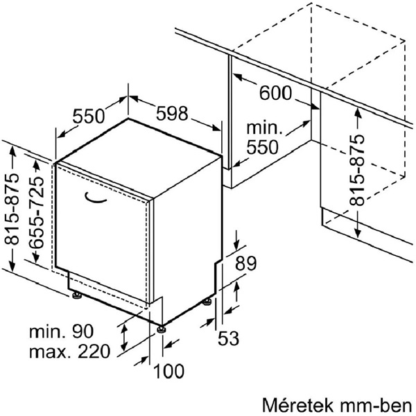 Bosch SMV4EVX04E beépíthető 13 terítékes mosogatógép