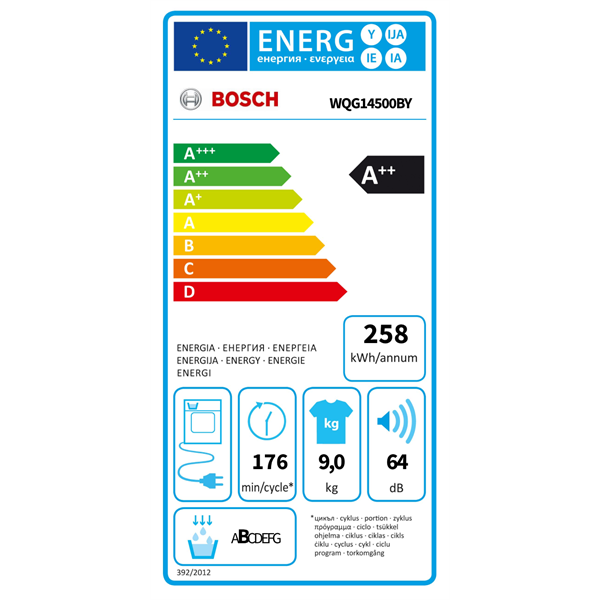 Bosch WQG14500BY hőszivattyús szárítógép 9 kg