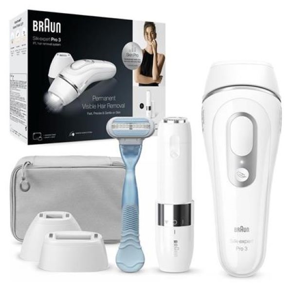 Braun Silk-expert IPL PL3129 fehér-ezüst villanófényes szőrtelenítő