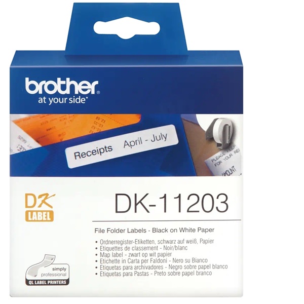 Brother DK-11203 fehér alapon fekete 17x87mm 400db címke/tekercses szalag